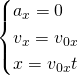 Система кинематических уравнений для прямолинейного движения в проекции на ось х