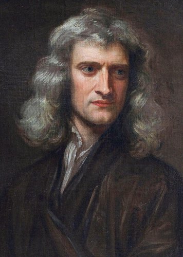 Исаак Ньютон. Портрет кисти Г. Кнеллера (1689), Авторство: James Thronill after Sir Godfrey Kneller. http://www.newton.cam.ac.uk/art/portrait.html, Общественное достояние