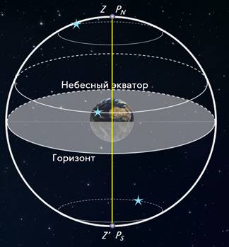 Вид звездного неба на полюсах Земли