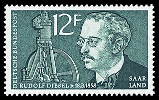 Рудольф Дизель на немецкой почтовой марке 1958 года