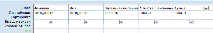 Создание запросов в базе данных