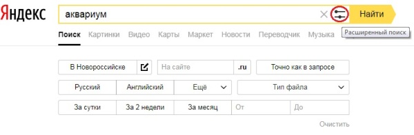 Расширенный поиск Яндекс