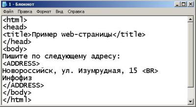 Пример использования тега address